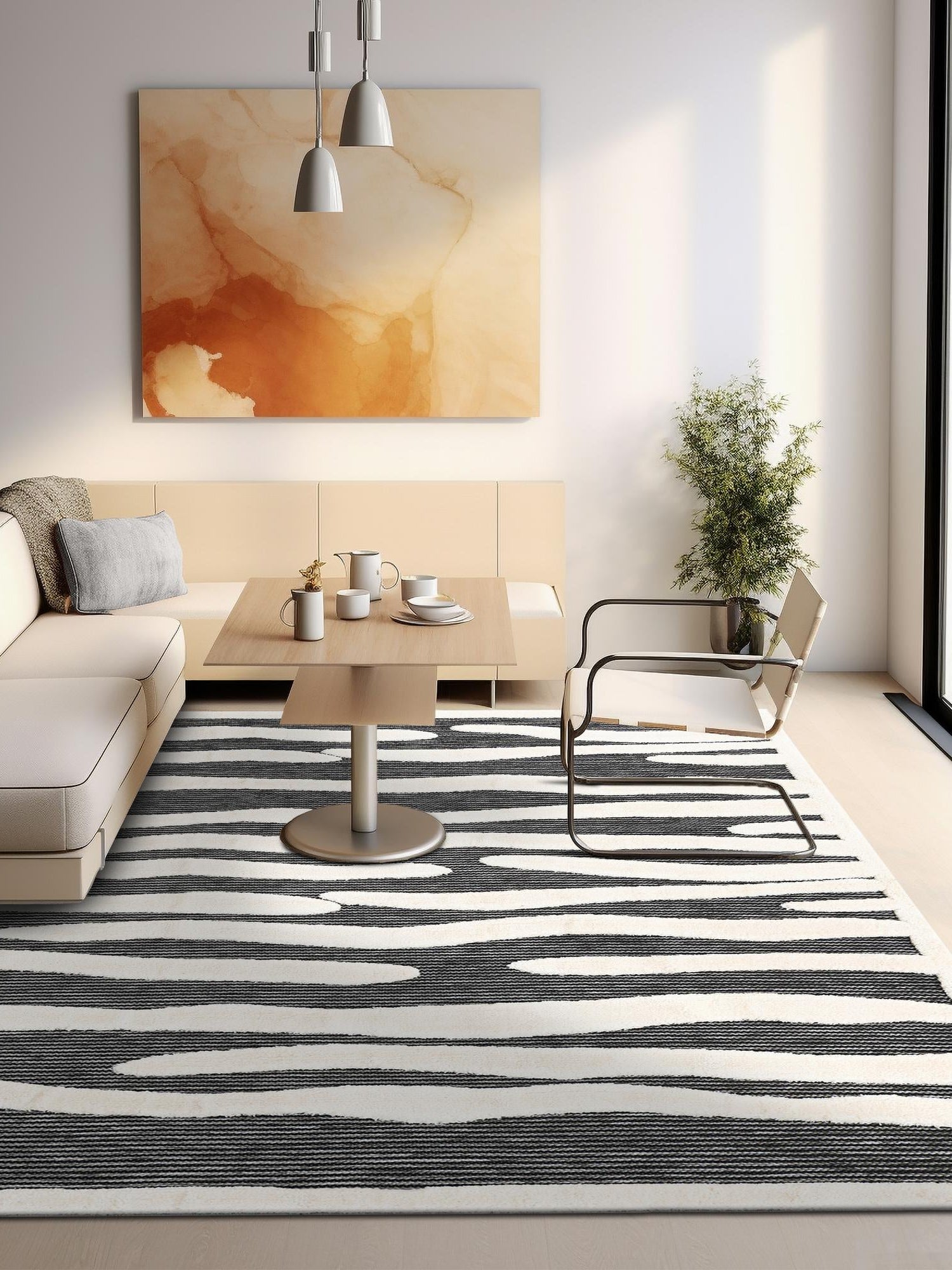 Gray 10' x 10' Prismatic Square Area Rug Modern Geometric Unique Design Carpet for Contemporary Interior Home Decorating for Sale at Rug Engine