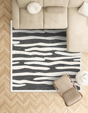 Gray 7' 10 x 7' 10 Prismatic Square Area Rug Modern Geometric Unique Design Carpet for Contemporary Interior Home Decorating for Sale at Rug Engine