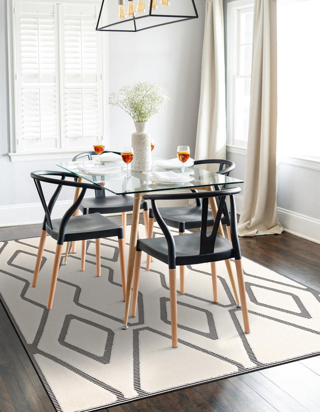 Ivory White 10' x 13' 1 Prismatic Rectangle Area Rug Modern Geometric Unique Design Carpet for Contemporary Interior Home Decorating for Sale at Rug Engine
