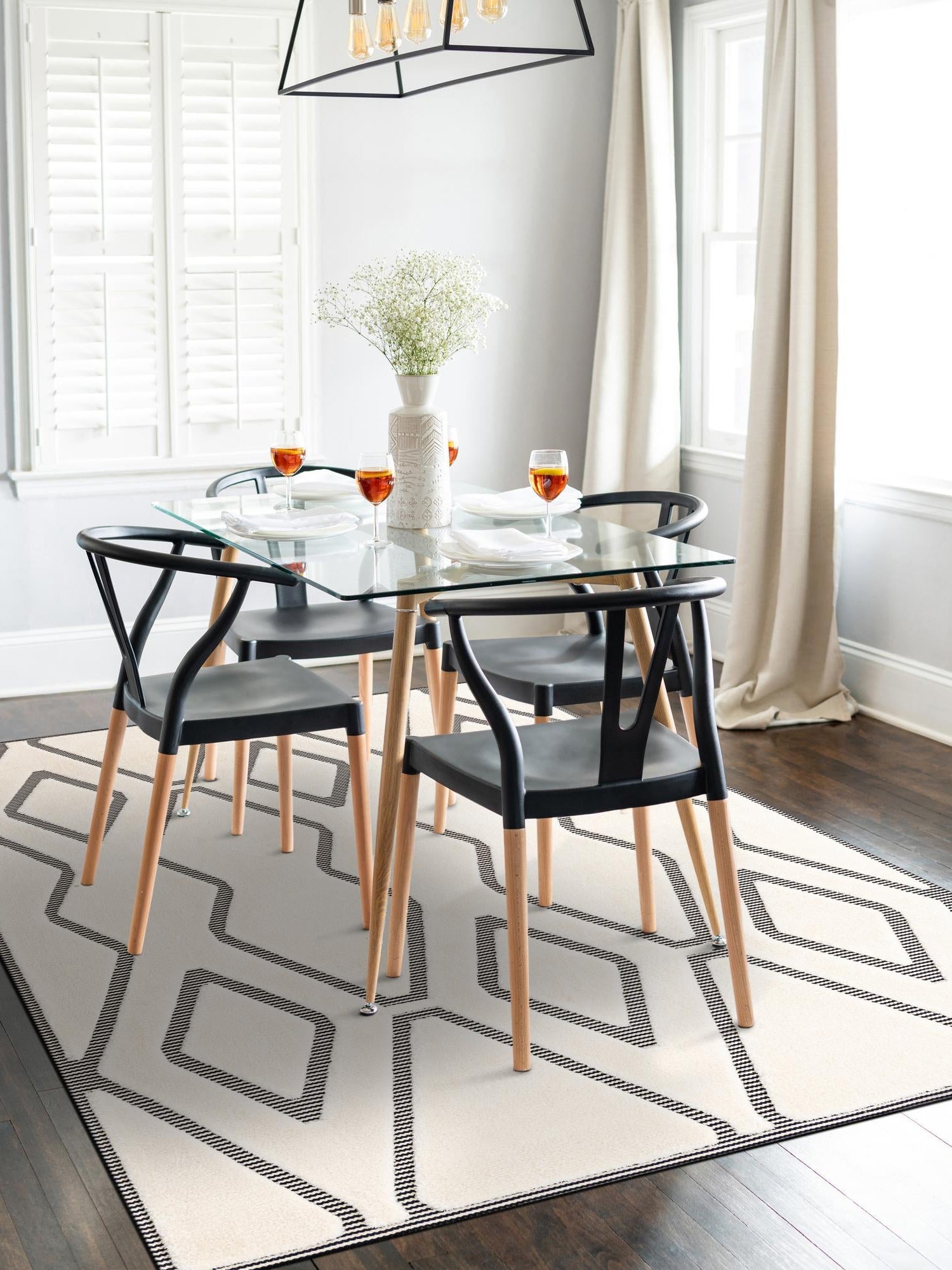 Ivory White 6' 1 x 9' Prismatic Rectangle Area Rug Modern Geometric Unique Design Carpet for Contemporary Interior Home Decorating for Sale at Rug Engine