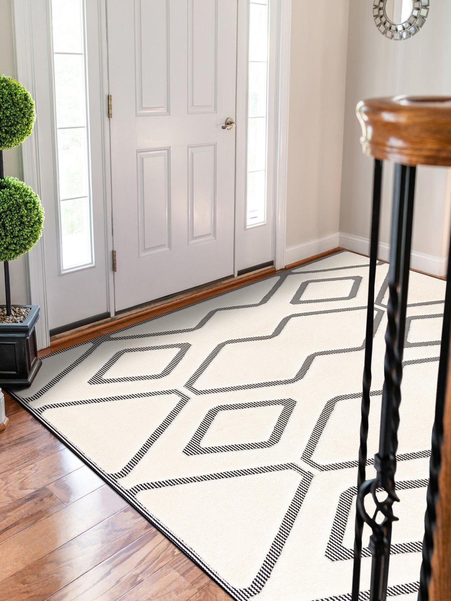 Ivory White 6' 1 x 9' Prismatic Rectangle Area Rug Modern Geometric Unique Design Carpet for Contemporary Interior Home Decorating for Sale at Rug Engine