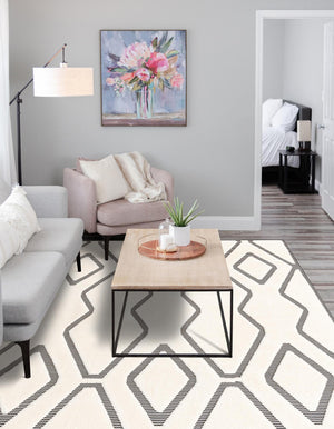 Ivory White 5' 1 x 7' 1 Prismatic Rectangle Area Rug Modern Geometric Unique Design Carpet for Contemporary Interior Home Decorating for Sale at Rug Engine