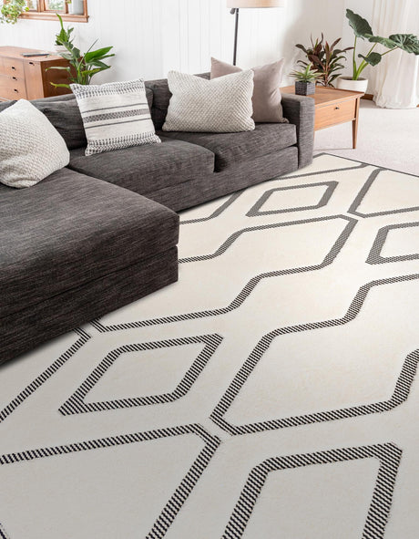 Ivory White 5' 3 x 8' Prismatic Rectangle Area Rug Modern Geometric Unique Design Carpet for Contemporary Interior Home Decorating for Sale at Rug Engine