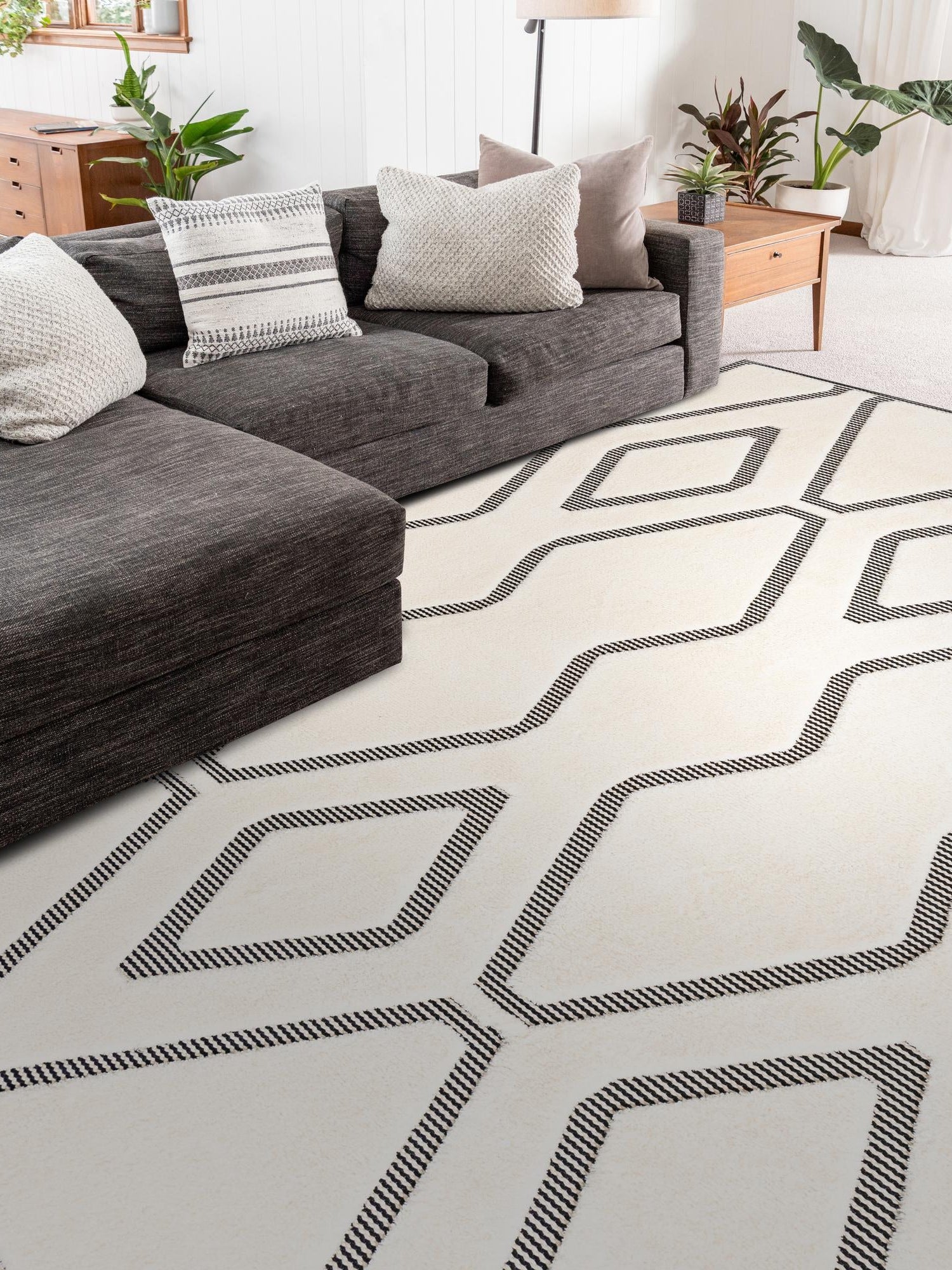 Ivory White 5' 1 x 7' 1 Prismatic Rectangle Area Rug Modern Geometric Unique Design Carpet for Contemporary Interior Home Decorating for Sale at Rug Engine