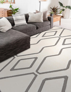 Ivory White 6' 1 x 9' Prismatic Rectangle Area Rug Modern Geometric Unique Design Carpet for Contemporary Interior Home Decorating for Sale at Rug Engine