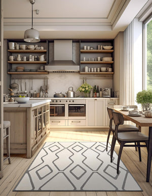 Ivory White 2' x 3' 1 Prismatic Rectangle Area Rug Modern Geometric Unique Design Carpet for Contemporary Interior Home Decorating for Sale at Rug Engine