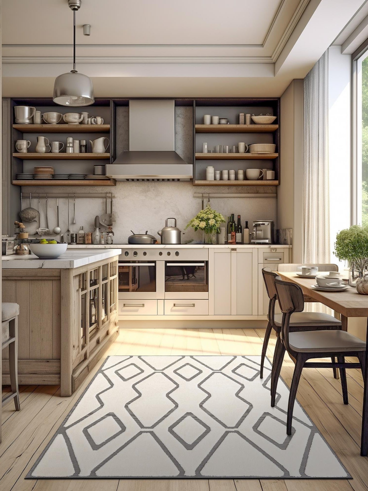 Ivory White 6' 1 x 9' Prismatic Rectangle Area Rug Modern Geometric Unique Design Carpet for Contemporary Interior Home Decorating for Sale at Rug Engine