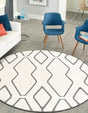Ivory White 7' 10 x 7' 10 Prismatic Round Area Rug Modern Geometric Unique Design Carpet for Contemporary Interior Home Decorating for Sale at Rug Engine