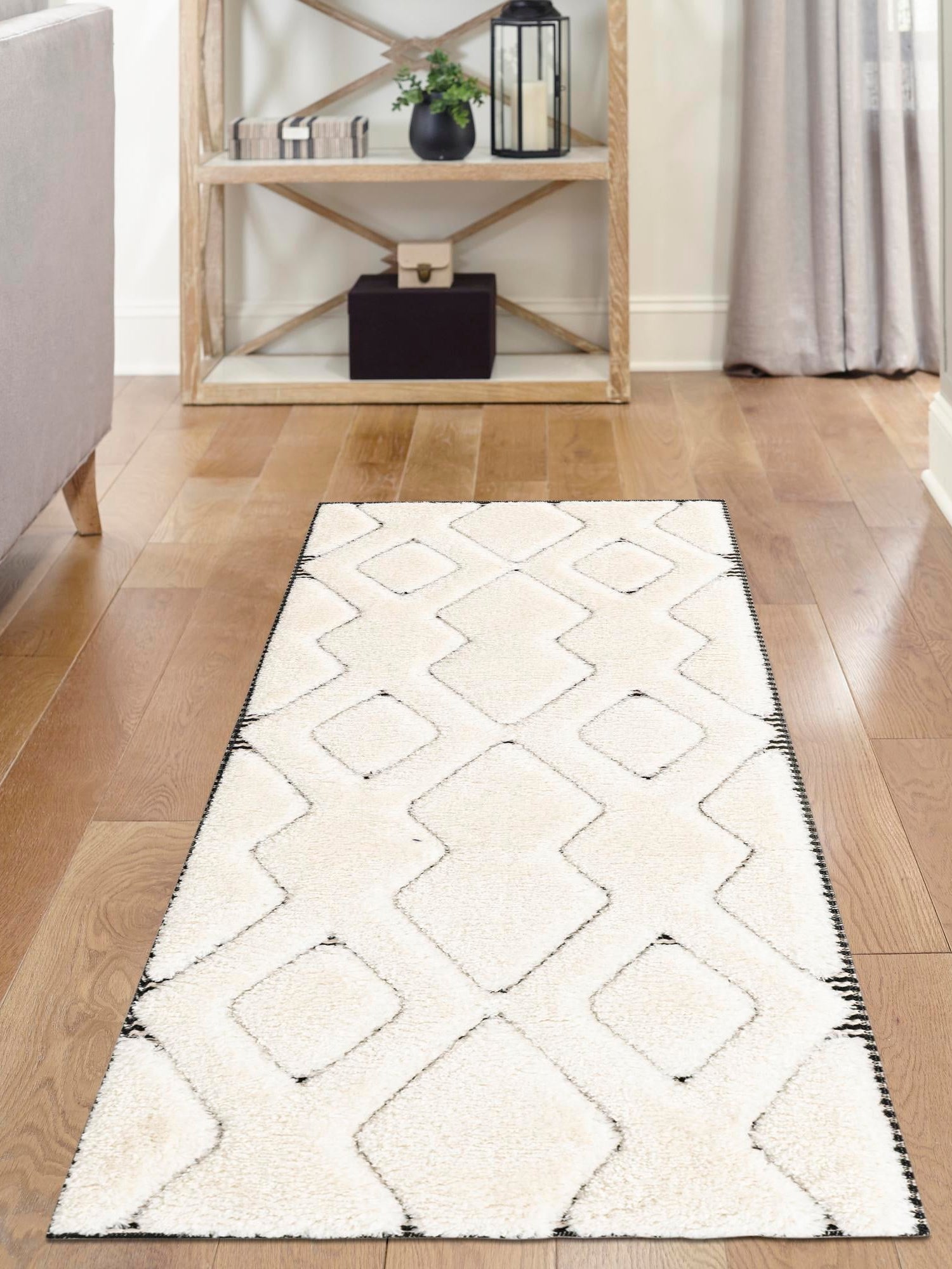 Ivory White 2' x 5' 1 Prismatic Runner Area Rug Modern Geometric Unique Design Carpet for Contemporary Interior Home Decorating for Sale at Rug Engine