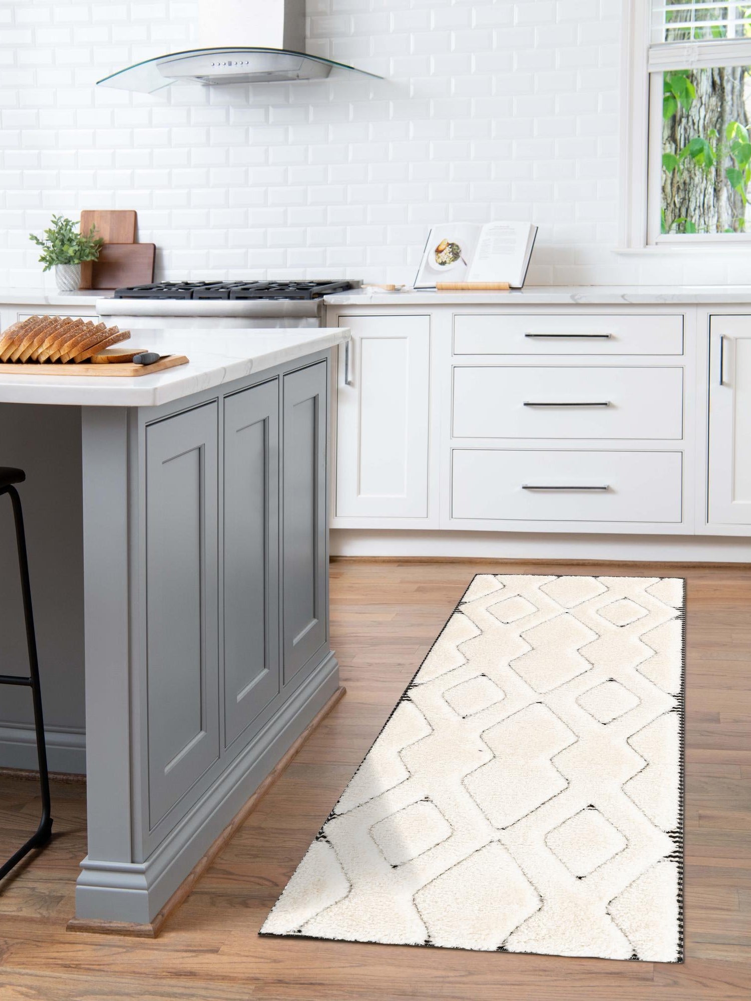 Ivory White 2' x 5' 1 Prismatic Runner Area Rug Modern Geometric Unique Design Carpet for Contemporary Interior Home Decorating for Sale at Rug Engine