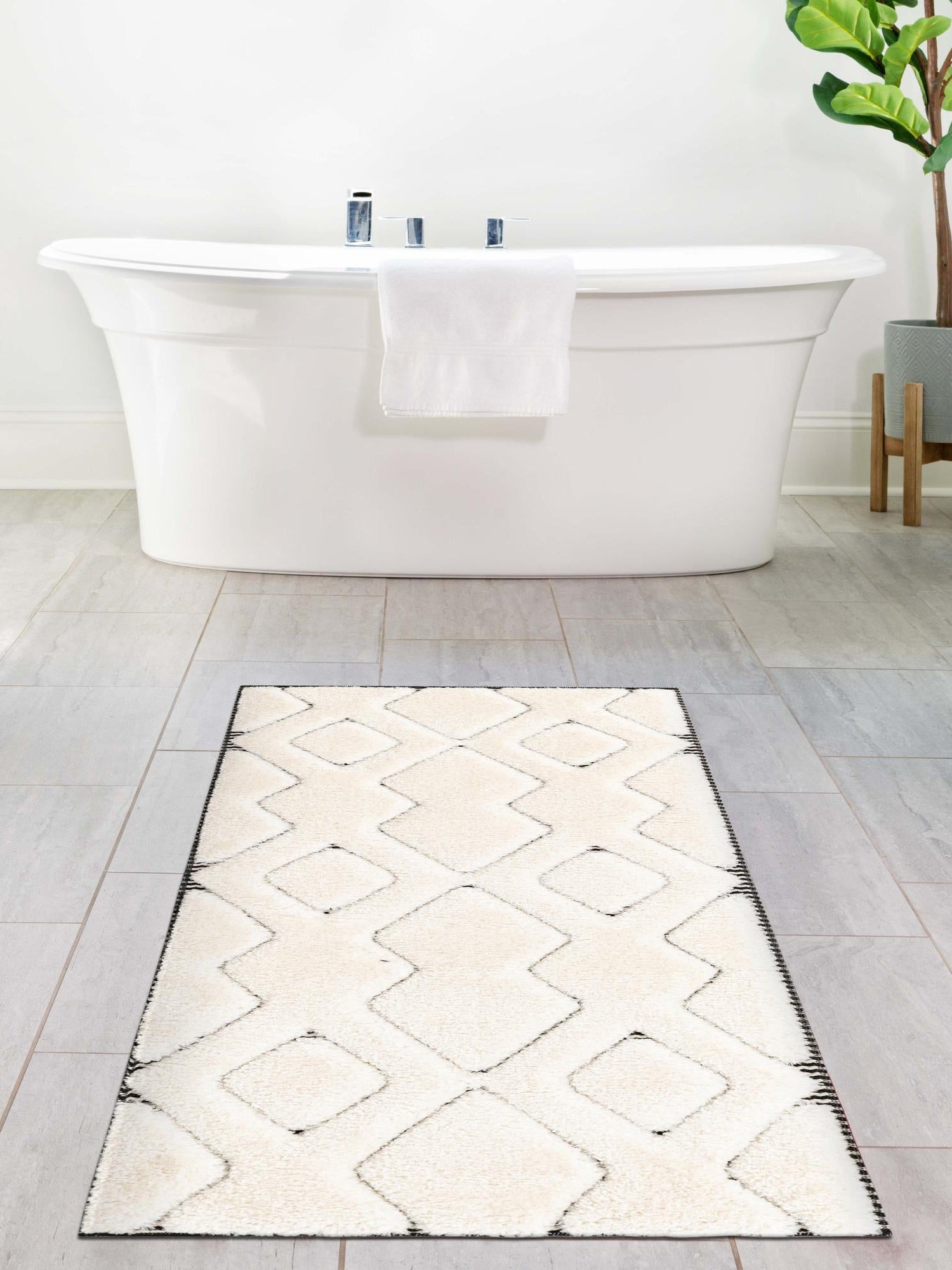 Ivory White 2' 7 x 12' Prismatic Runner Area Rug Modern Geometric Unique Design Carpet for Contemporary Interior Home Decorating for Sale at Rug Engine