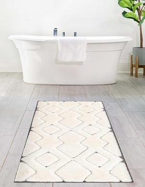 Ivory White 2' x 5' 1 Prismatic Runner Area Rug Modern Geometric Unique Design Carpet for Contemporary Interior Home Decorating for Sale at Rug Engine