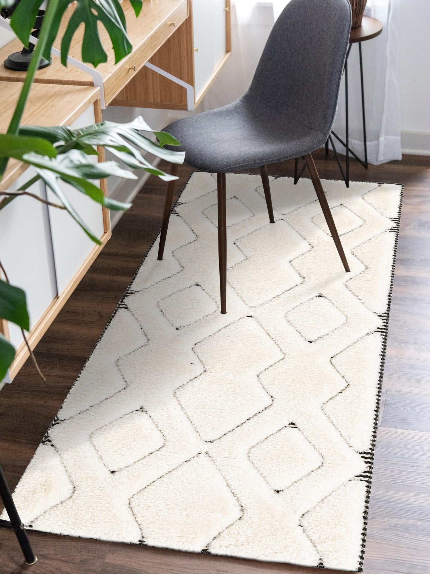 Ivory White 2' x 5' 1 Prismatic Runner Area Rug Modern Geometric Unique Design Carpet for Contemporary Interior Home Decorating for Sale at Rug Engine