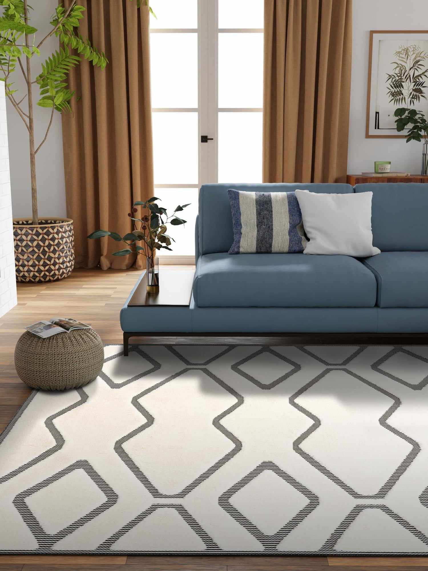 Ivory White 10' x 10' Prismatic Square Area Rug Modern Geometric Unique Design Carpet for Contemporary Interior Home Decorating for Sale at Rug Engine
