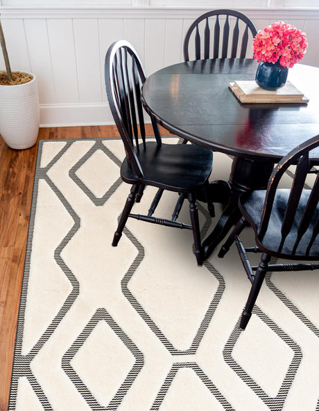 Ivory White 7' 10 x 7' 10 Prismatic Square Area Rug Modern Geometric Unique Design Carpet for Contemporary Interior Home Decorating for Sale at Rug Engine
