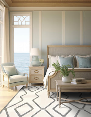 Ivory White 7' 10 x 7' 10 Prismatic Square Area Rug Modern Geometric Unique Design Carpet for Contemporary Interior Home Decorating for Sale at Rug Engine