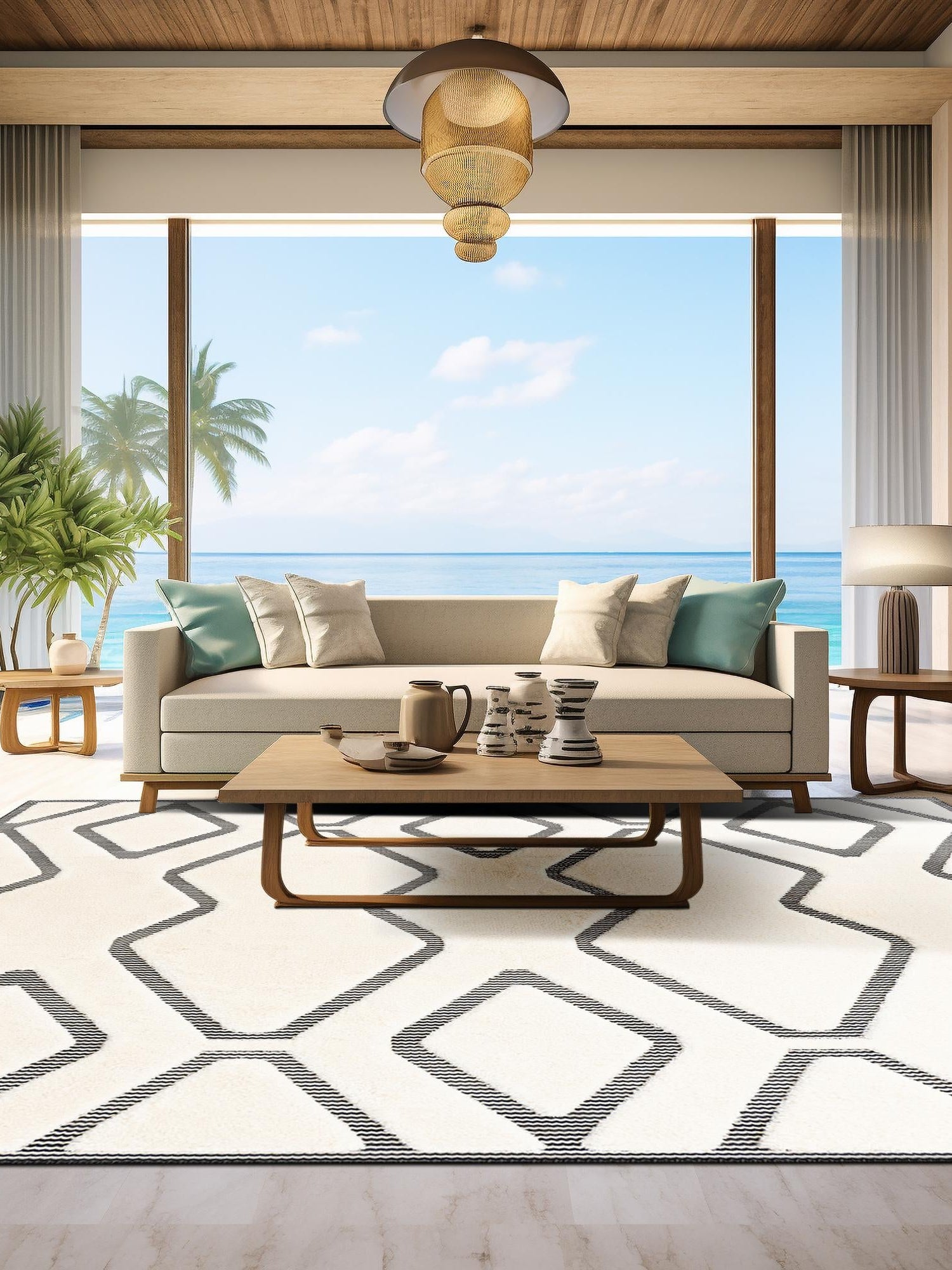 Ivory White 7' 10 x 7' 10 Prismatic Square Area Rug Modern Geometric Unique Design Carpet for Contemporary Interior Home Decorating for Sale at Rug Engine