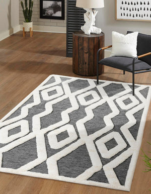 Gray 4' 1 x 6' 1 Prismatic Rectangle Area Rug Modern Geometric Unique Design Carpet for Contemporary Interior Home Decorating for Sale at Rug Engine