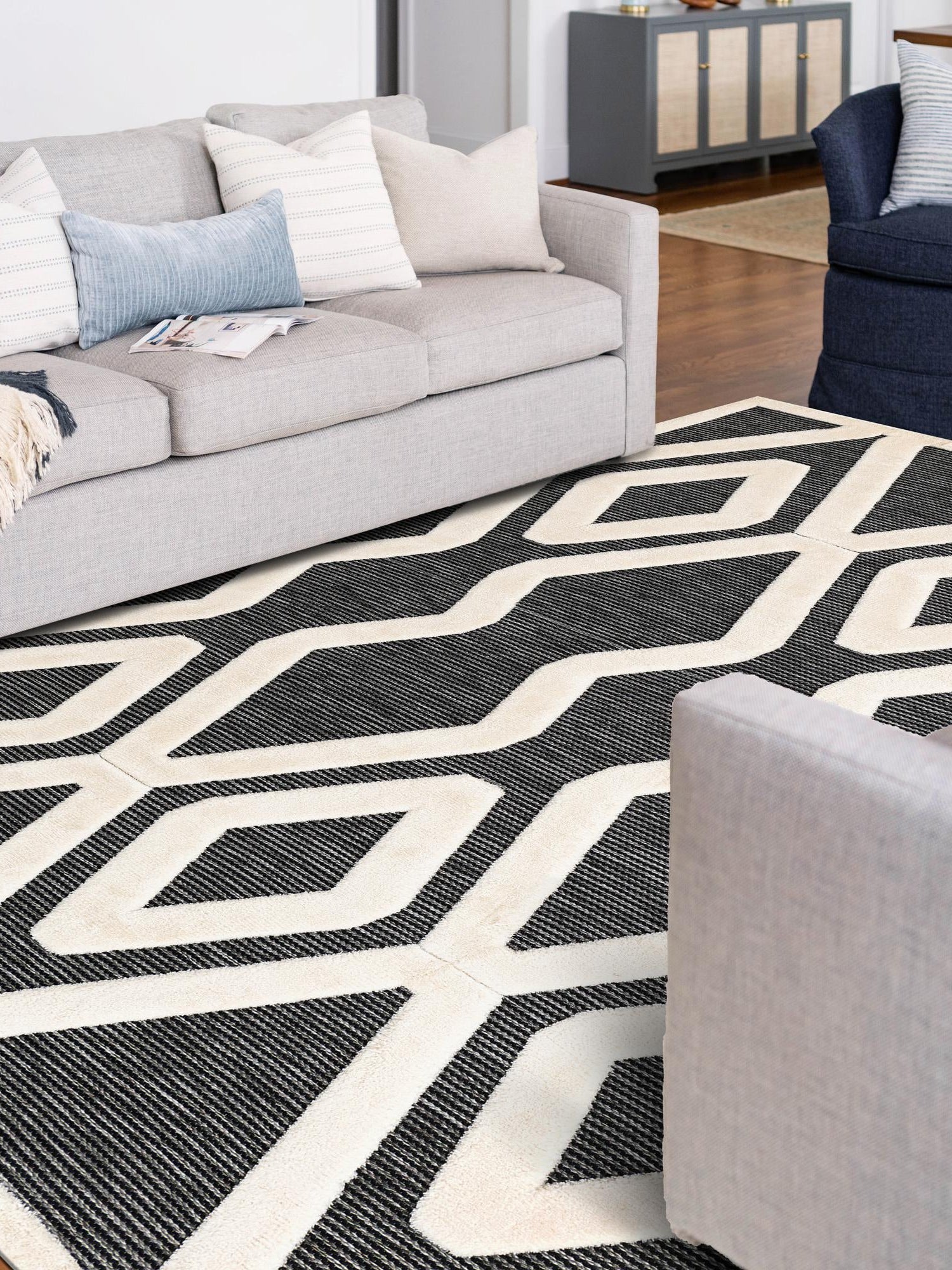 Gray 5' 1 x 7' 1 Prismatic Rectangle Area Rug Modern Geometric Unique Design Carpet for Contemporary Interior Home Decorating for Sale at Rug Engine