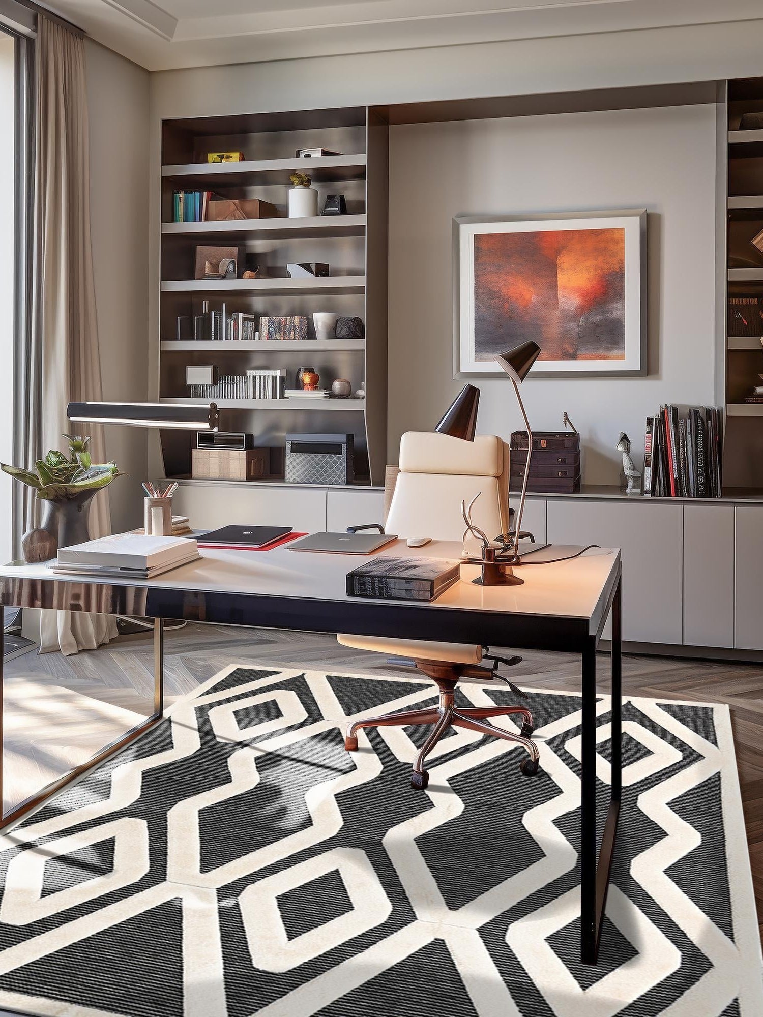 Gray 6' 1 x 9' Prismatic Rectangle Area Rug Modern Geometric Unique Design Carpet for Contemporary Interior Home Decorating for Sale at Rug Engine