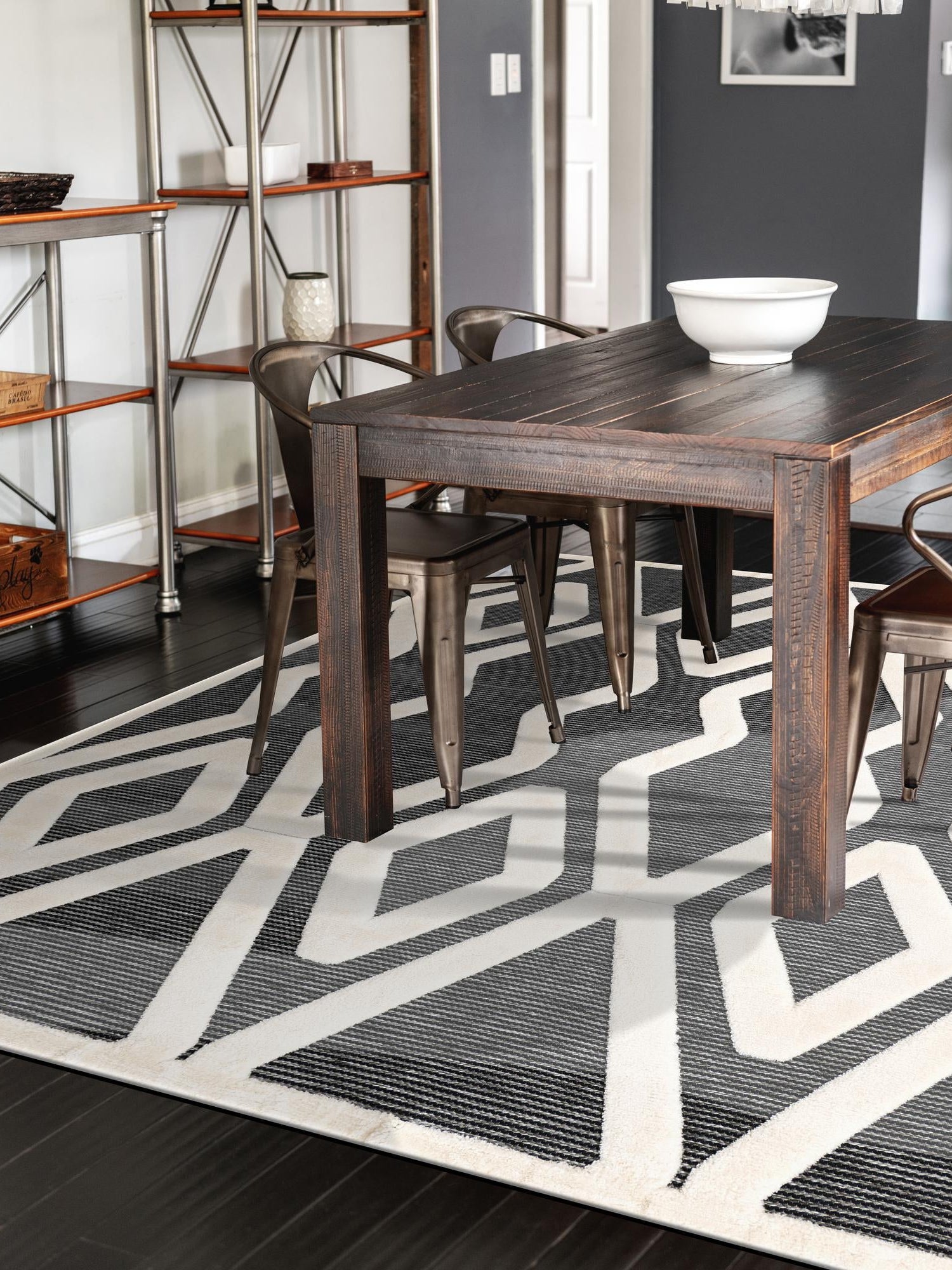 Gray 6' 1 x 9' Prismatic Rectangle Area Rug Modern Geometric Unique Design Carpet for Contemporary Interior Home Decorating for Sale at Rug Engine