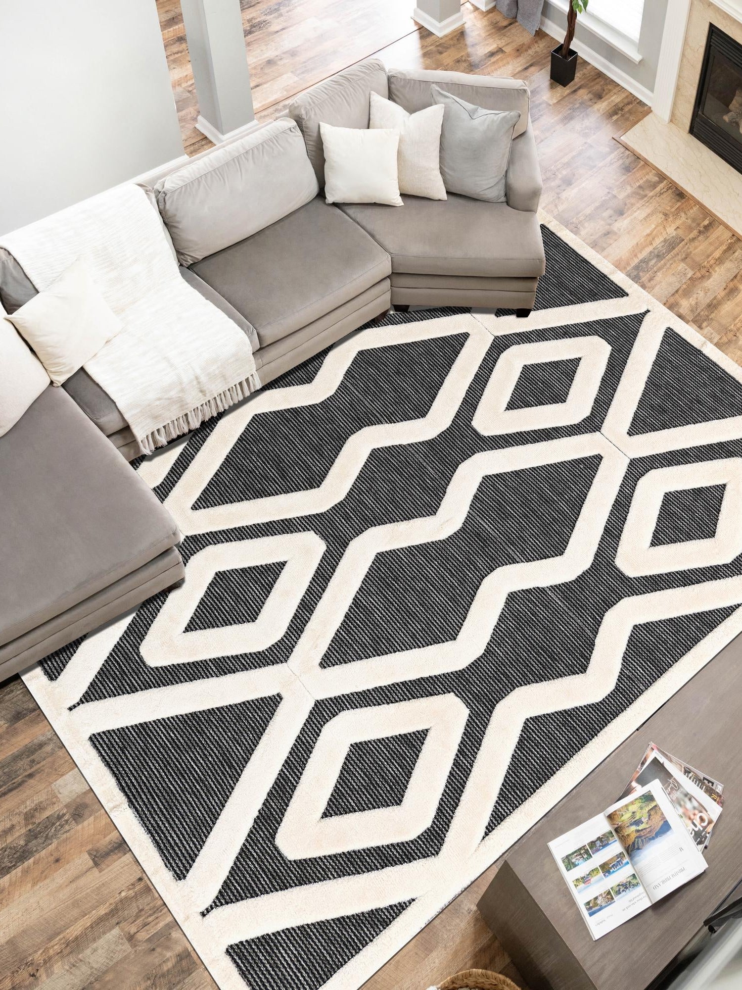 Gray 5' 1 x 7' 1 Prismatic Rectangle Area Rug Modern Geometric Unique Design Carpet for Contemporary Interior Home Decorating for Sale at Rug Engine