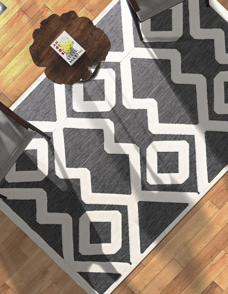 Gray 6' 1 x 9' Prismatic Rectangle Area Rug Modern Geometric Unique Design Carpet for Contemporary Interior Home Decorating for Sale at Rug Engine
