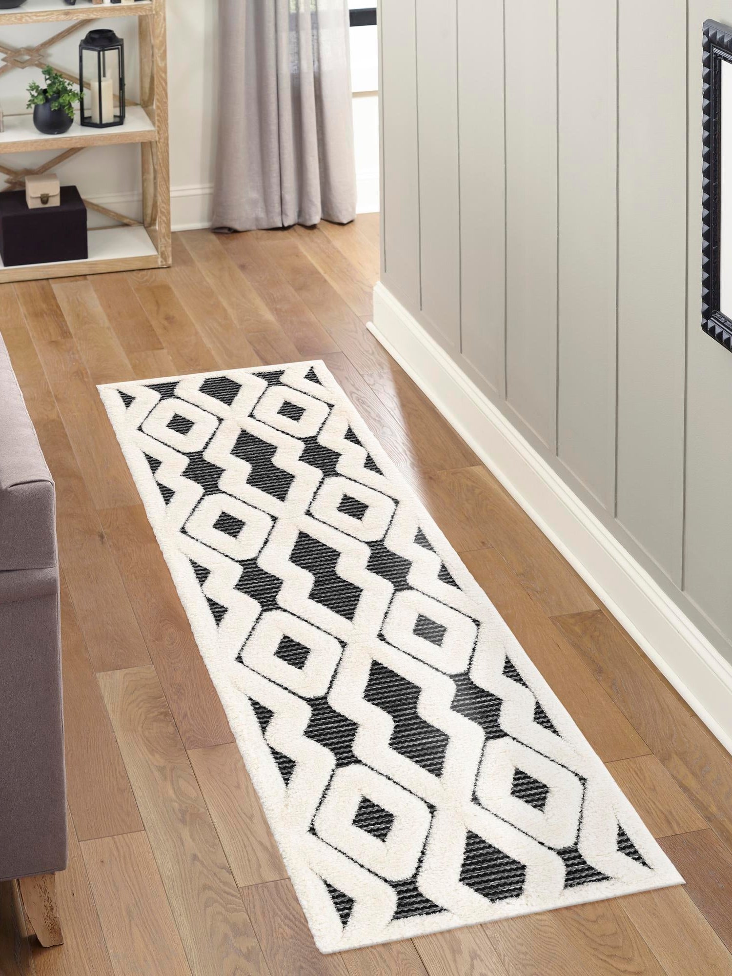 Gray 2' x 5' 1 Prismatic Runner Area Rug Modern Geometric Unique Design Carpet for Contemporary Interior Home Decorating for Sale at Rug Engine