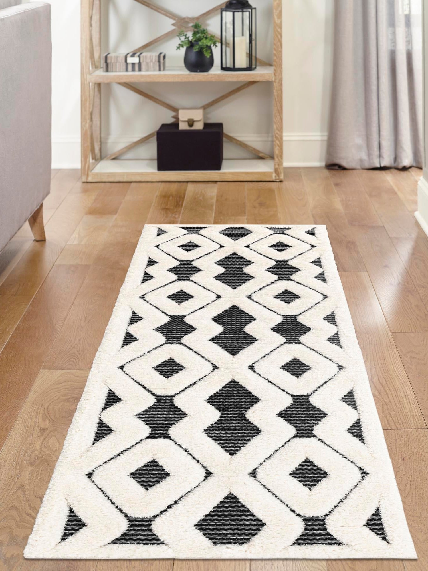 Gray 2' x 5' 1 Prismatic Runner Area Rug Modern Geometric Unique Design Carpet for Contemporary Interior Home Decorating for Sale at Rug Engine