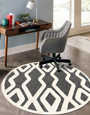 Gray 6' 1 x 6' 1 Prismatic Round Area Rug Modern Geometric Unique Design Carpet for Contemporary Interior Home Decorating for Sale at Rug Engine