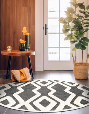 Gray 6' 1 x 6' 1 Prismatic Round Area Rug Modern Geometric Unique Design Carpet for Contemporary Interior Home Decorating for Sale at Rug Engine