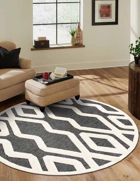 Gray 6' 1 x 6' 1 Prismatic Round Area Rug Modern Geometric Unique Design Carpet for Contemporary Interior Home Decorating for Sale at Rug Engine