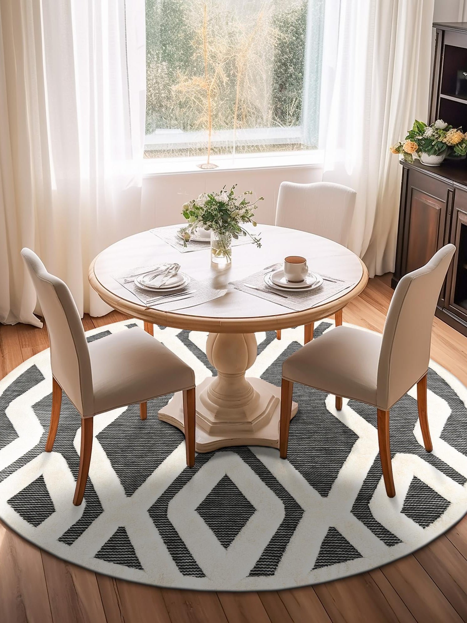 Gray 3' 1 x 3' 1 Prismatic Round Area Rug Modern Geometric Unique Design Carpet for Contemporary Interior Home Decorating for Sale at Rug Engine