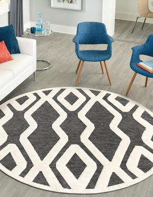 Gray 6' 1 x 6' 1 Prismatic Round Area Rug Modern Geometric Unique Design Carpet for Contemporary Interior Home Decorating for Sale at Rug Engine