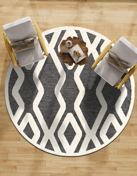Gray 6' 1 x 6' 1 Prismatic Round Area Rug Modern Geometric Unique Design Carpet for Contemporary Interior Home Decorating for Sale at Rug Engine
