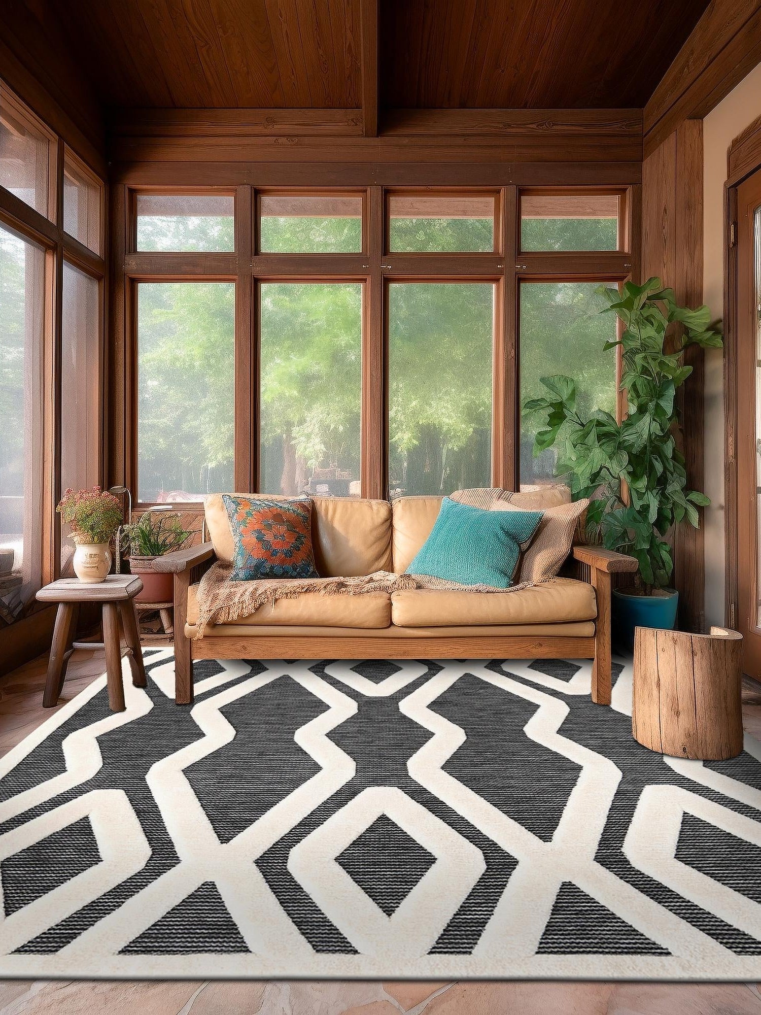 Gray 7' 10 x 7' 10 Prismatic Square Area Rug Modern Geometric Unique Design Carpet for Contemporary Interior Home Decorating for Sale at Rug Engine