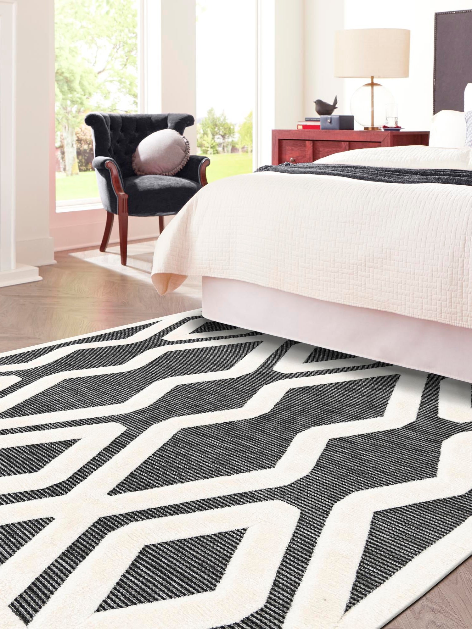 Gray 7' 10 x 7' 10 Prismatic Square Area Rug Modern Geometric Unique Design Carpet for Contemporary Interior Home Decorating for Sale at Rug Engine