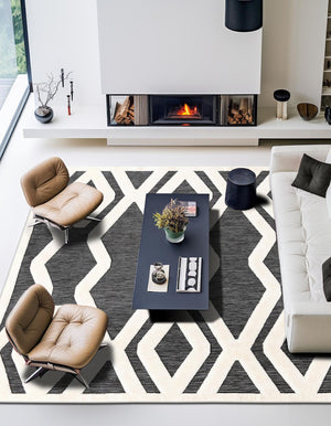 Gray 7' 10 x 7' 10 Prismatic Square Area Rug Modern Geometric Unique Design Carpet for Contemporary Interior Home Decorating for Sale at Rug Engine