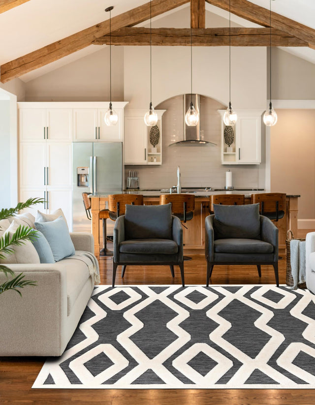 Gray 7' 10 x 7' 10 Prismatic Square Area Rug Modern Geometric Unique Design Carpet for Contemporary Interior Home Decorating for Sale at Rug Engine