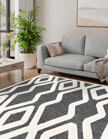 Gray 7' 10 x 7' 10 Prismatic Square Area Rug Modern Geometric Unique Design Carpet for Contemporary Interior Home Decorating for Sale at Rug Engine