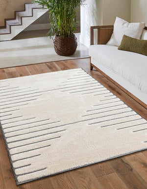 Ivory White 2' x 3' 1 Prismatic Rectangle Area Rug Modern Geometric Unique Design Carpet for Contemporary Interior Home Decorating for Sale at Rug Engine