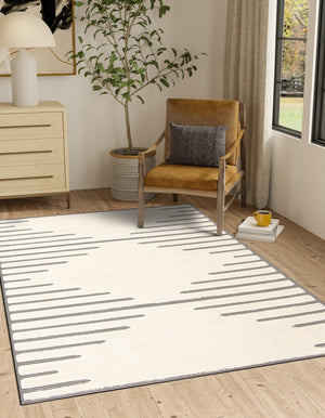 Ivory White 5' 3 x 8' Prismatic Rectangle Area Rug Modern Geometric Unique Design Carpet for Contemporary Interior Home Decorating for Sale at Rug Engine