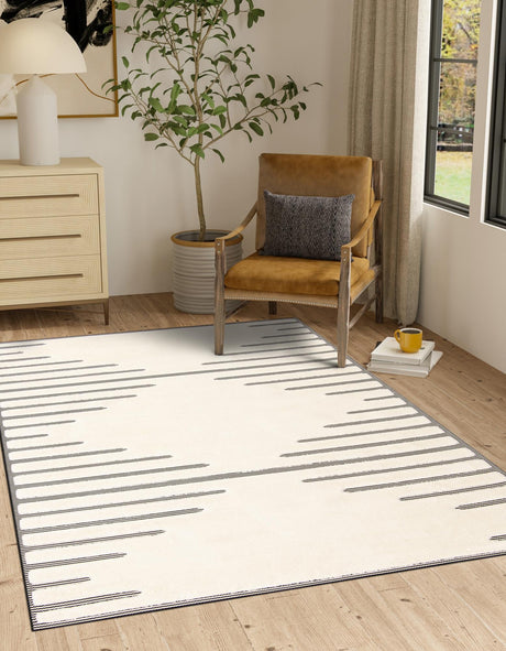 Ivory White 5' 3 x 8' Prismatic Rectangle Area Rug Modern Geometric Unique Design Carpet for Contemporary Interior Home Decorating for Sale at Rug Engine