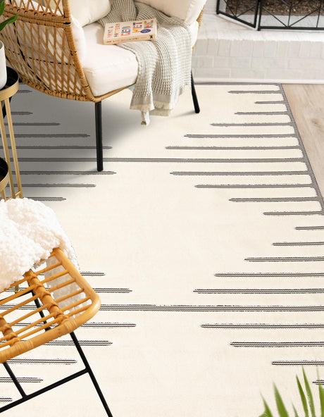 Ivory White 5' 1 x 7' 1 Prismatic Rectangle Area Rug Modern Geometric Unique Design Carpet for Contemporary Interior Home Decorating for Sale at Rug Engine