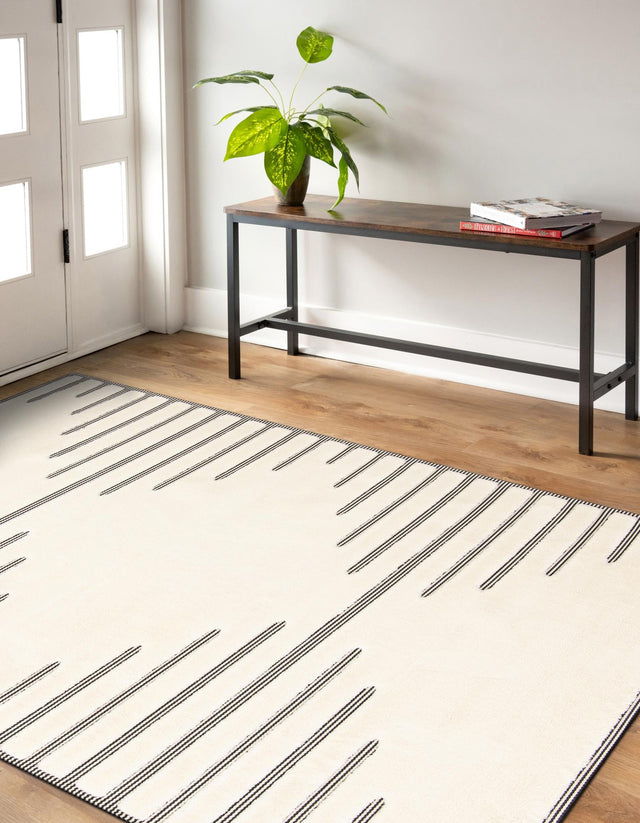 Ivory White 5' 1 x 7' 1 Prismatic Rectangle Area Rug Modern Geometric Unique Design Carpet for Contemporary Interior Home Decorating for Sale at Rug Engine