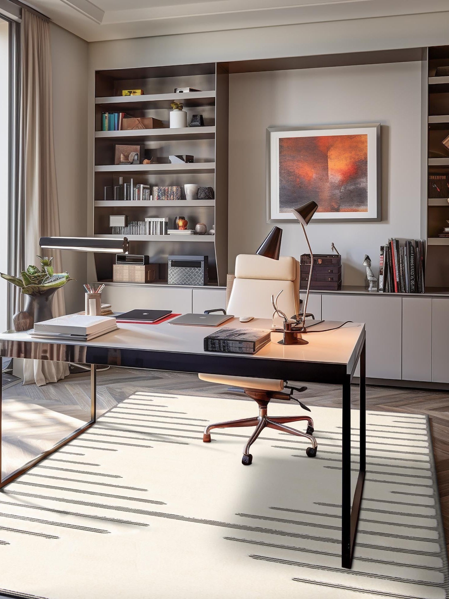 Ivory White 5' 1 x 7' 1 Prismatic Rectangle Area Rug Modern Geometric Unique Design Carpet for Contemporary Interior Home Decorating for Sale at Rug Engine