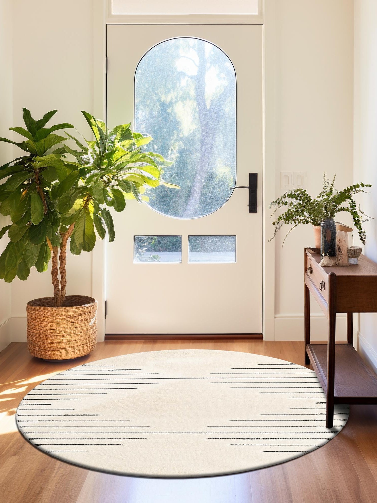 Ivory White 3' 1 x 3' 1 Prismatic Round Area Rug Modern Geometric Unique Design Carpet for Contemporary Interior Home Decorating for Sale at Rug Engine