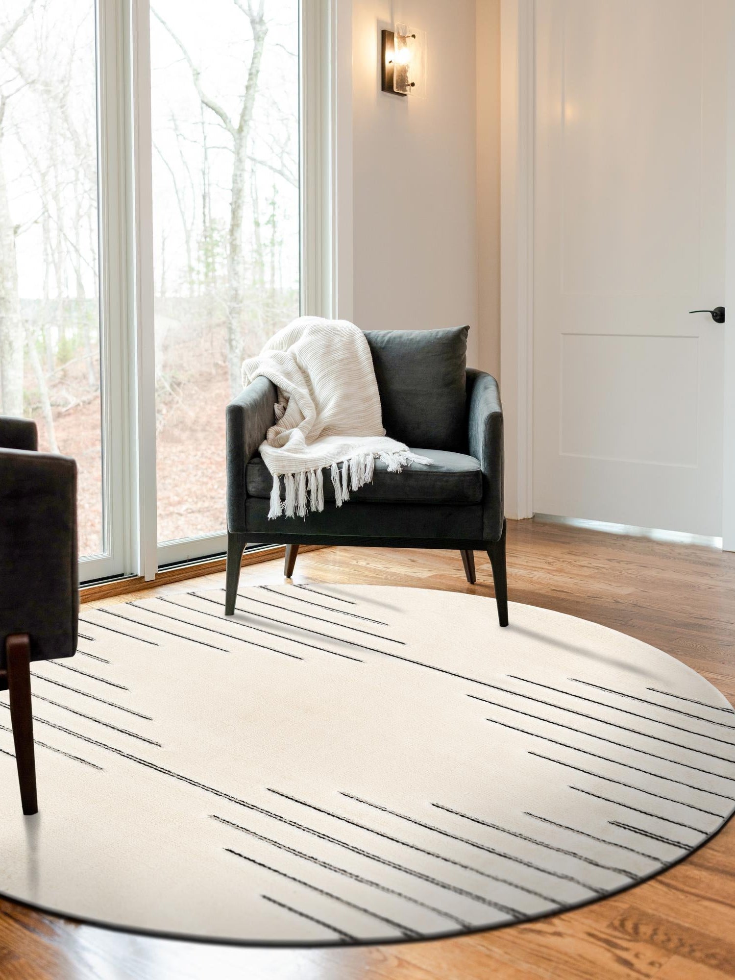 Ivory White 7' 10 x 7' 10 Prismatic Round Area Rug Modern Geometric Unique Design Carpet for Contemporary Interior Home Decorating for Sale at Rug Engine