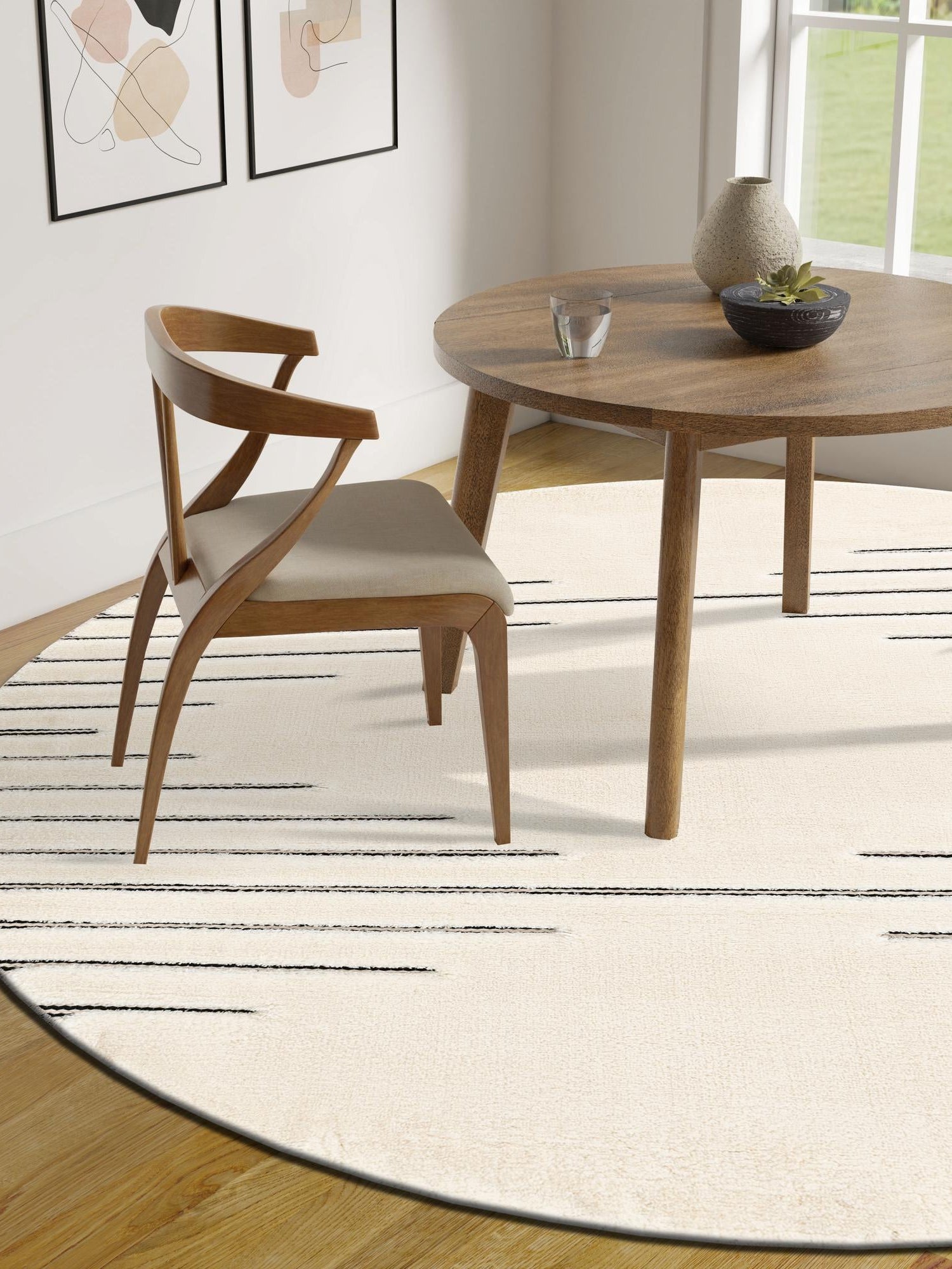 Ivory White 3' 1 x 3' 1 Prismatic Round Area Rug Modern Geometric Unique Design Carpet for Contemporary Interior Home Decorating for Sale at Rug Engine