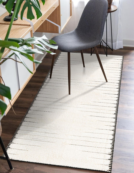 Ivory White 2' 7 x 12' Prismatic Runner Area Rug Modern Geometric Unique Design Carpet for Contemporary Interior Home Decorating for Sale at Rug Engine